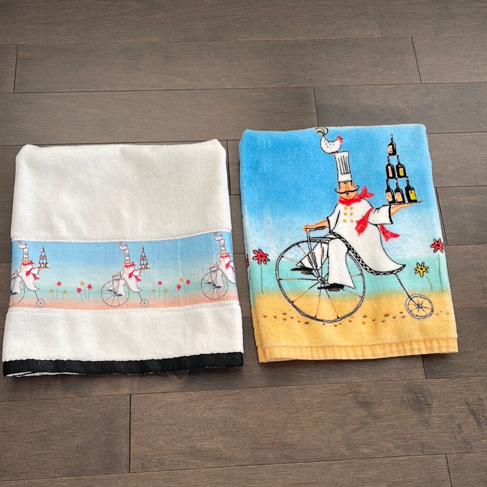 Kitchen Linen Towel Set Chef Design Cartoons Art Colorful